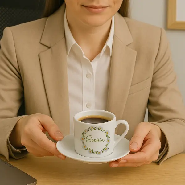 Kişiye Özel Hediye Kutusu   Bambu Termos, Defter, Kupa ve Papatya Kolye