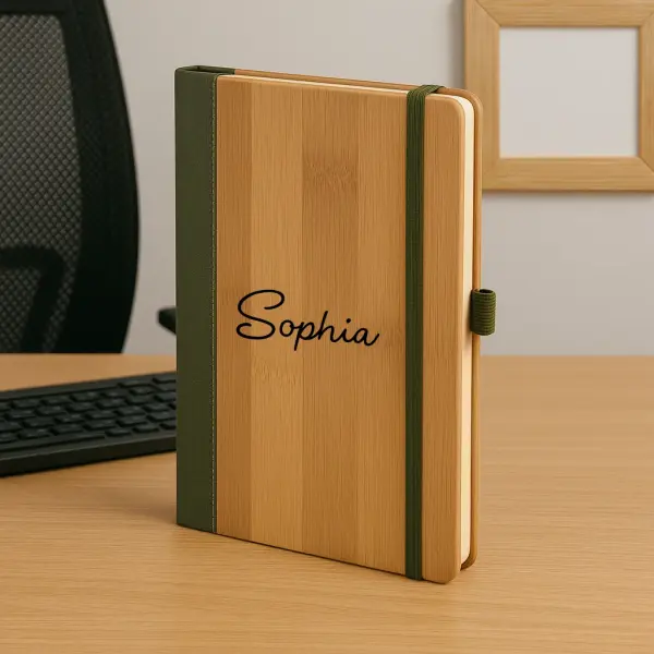 Kişiye Özel Hediye Kutusu   Bambu Termos, Defter, Kupa ve Papatya Kolye