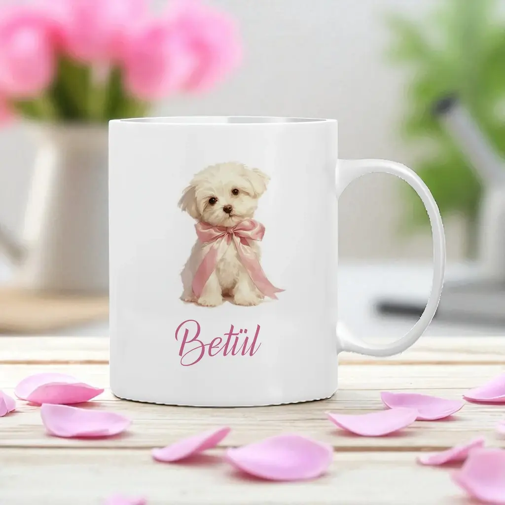 Köpek Desenli Kişiye Özel Kupa Bardak