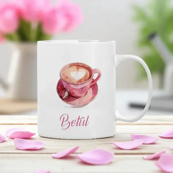 Kahve Fincanı Desenli Kişiye Özel Kupa Bardak