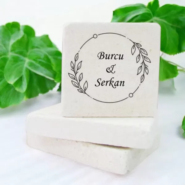 Kişiye Özel Düğün ve Nişan Beyaz Çiçek Tasarımlı Taş Magnet 15 Adet
