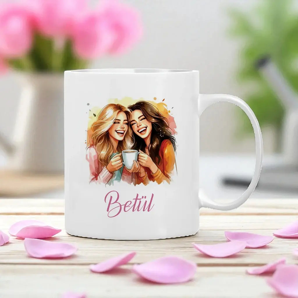 Best Friends Kahve Temalı Kişiye Özel Kupa Bardak