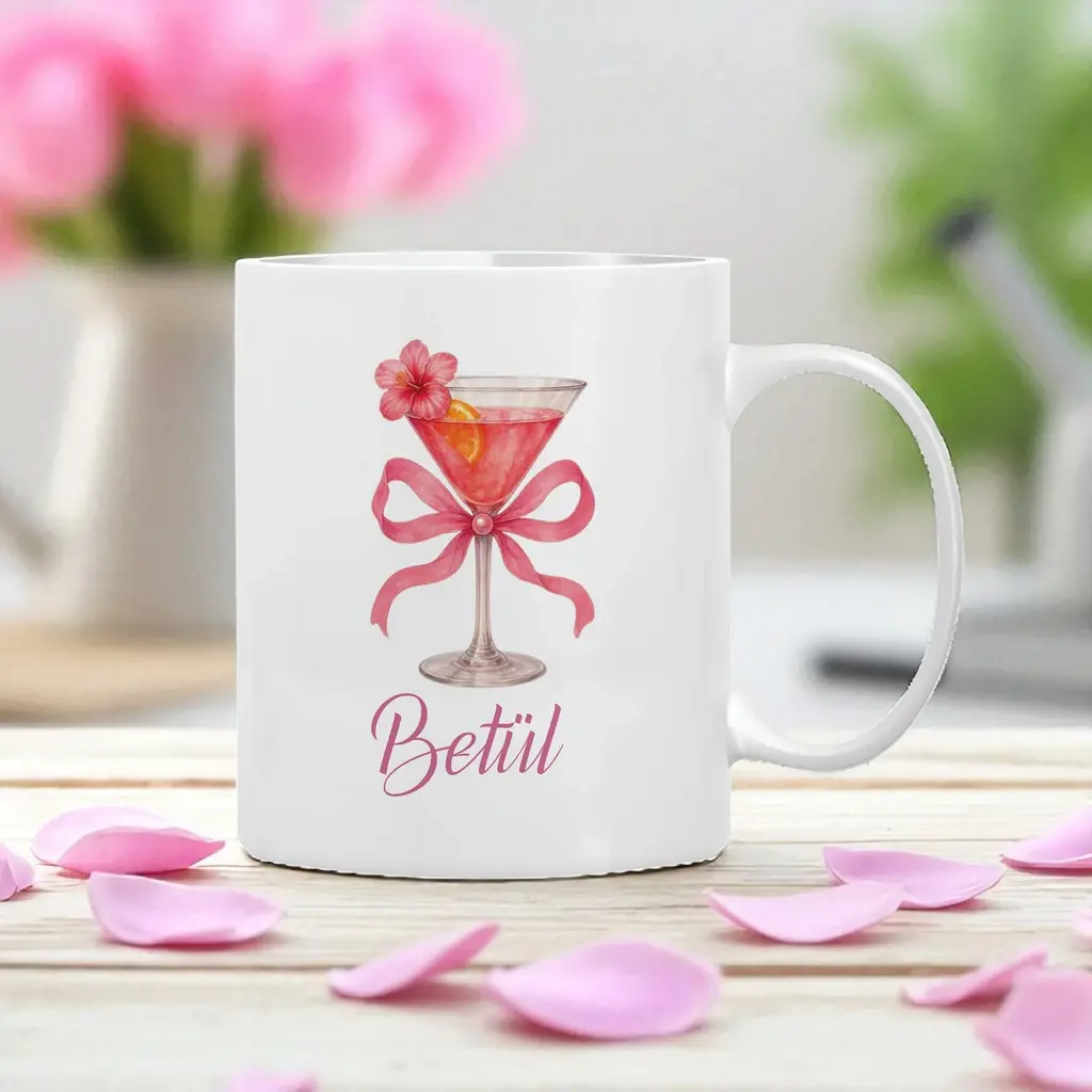 Kokteyl Bardağı Desenli Kişiye Özel Kupa Bardak
