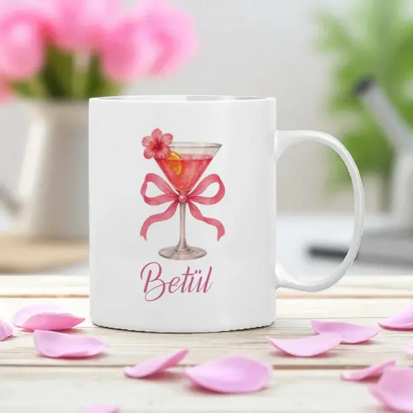 Kokteyl Bardağı Desenli Kişiye Özel Kupa Bardak