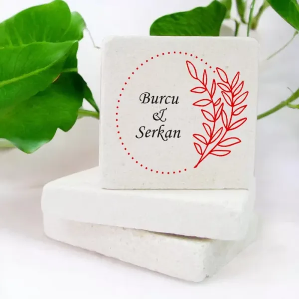 Kişiye Özel Düğün ve Nişan Kırmızı Tasarımlı Taş Magnet