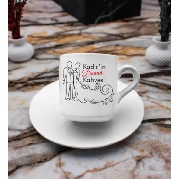 Kişiye Özel Gelin&Damat Tasarımlı Damat Fincanı