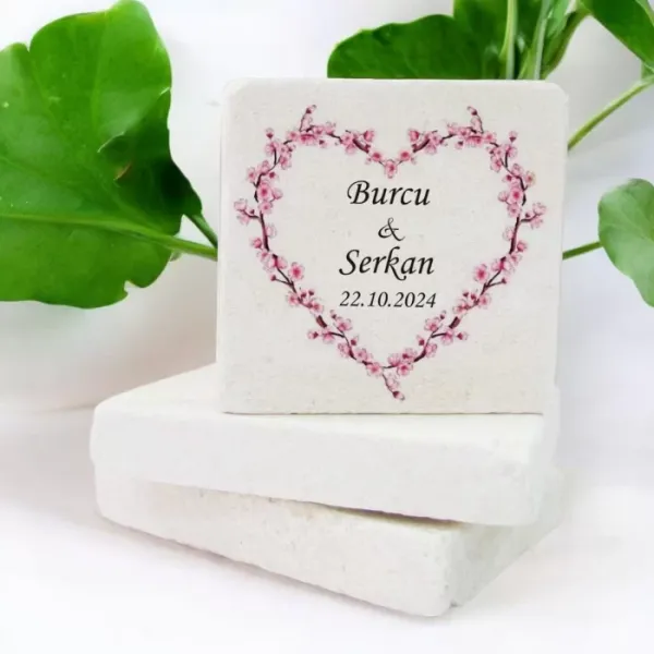 Düğün,Nişan ve Söz Kalpli Çerçeve Tasarımlı Taş Magnet 15 Adet