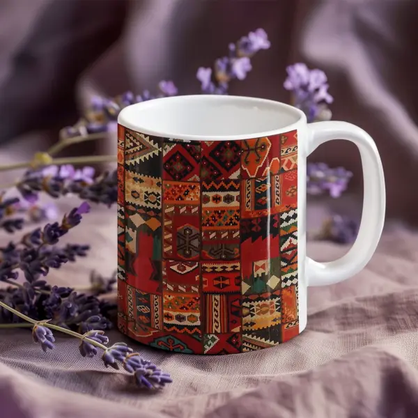 Yöresel Desenli Kupa Bardak Anadolu Kilim Motifli