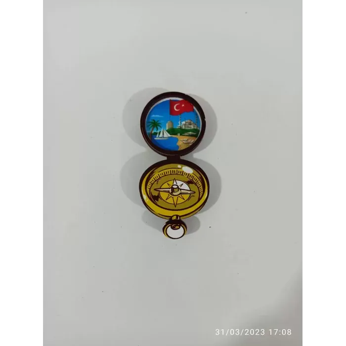 Ahşap Kabartmalı 3D Baskılı İstanbul Pusula Tasarımlı Magnet