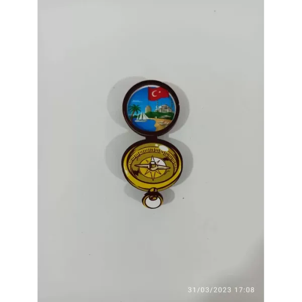 Ahşap Kabartmalı 3D Baskılı İstanbul Pusula Tasarımlı Magnet