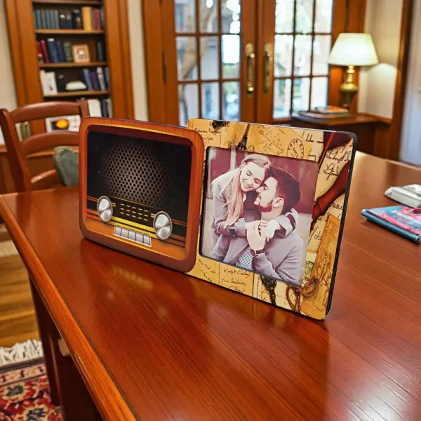 3D Çerçeve Nostaljik Radyo Tasarımlı Fotoğraf Çerçevesi