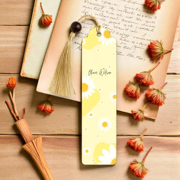 Kişiye Özel Papatya Desenli Kitap Ayracı