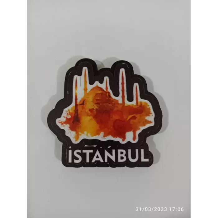 Ahşap Kabartmalı 3D Baskılı İstanbul'da Gün Batımı Tasarımlı Magnet