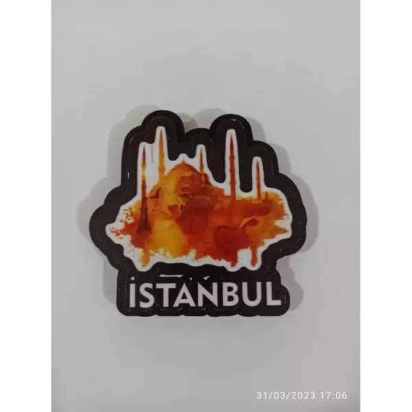 Ahşap Kabartmalı 3D Baskılı İstanbul'da Gün Batımı Tasarımlı Magnet