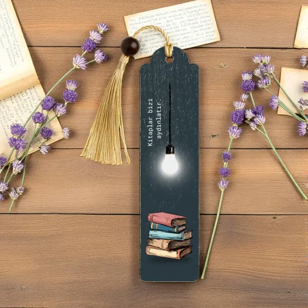 Kitaplar Bizi Aydınlatır Kitap Ayracı Püsküllü Tasarım