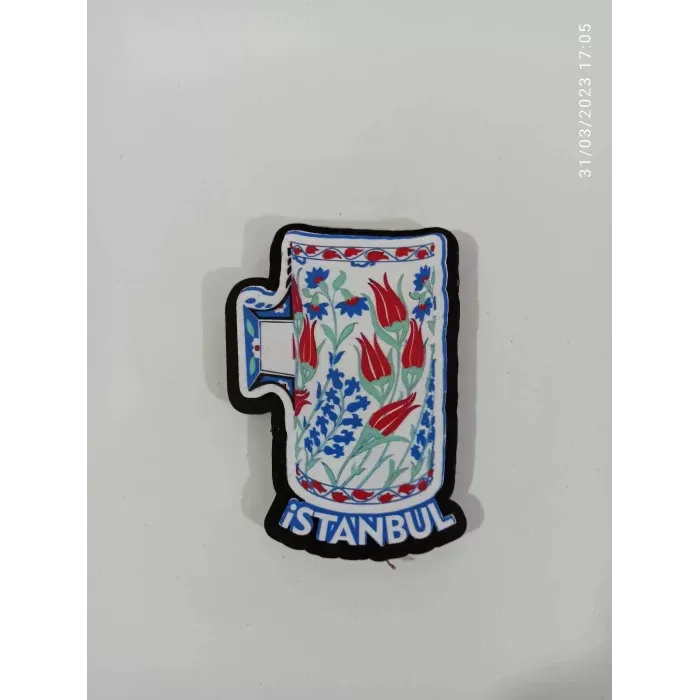 Ahşap Kabartmalı 3D Baskılı İstanbul Çini Tasarımlı Magnet