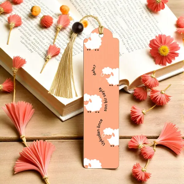 Uykudan önce son bir sayfa daha Tasarımlı Kitap Ayracı Püsküllü