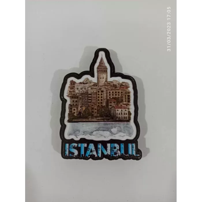Ahşap Kabartmalı 3D Baskılı İstanbul Galata Tasarımlı Magnet