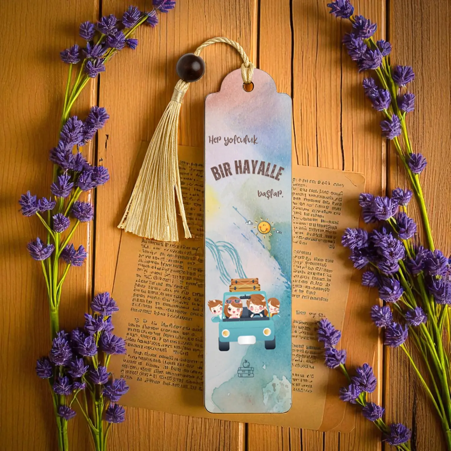 Bir Hayalle Başlar Tasarımlı Kitap Ayracı - Püsküllü