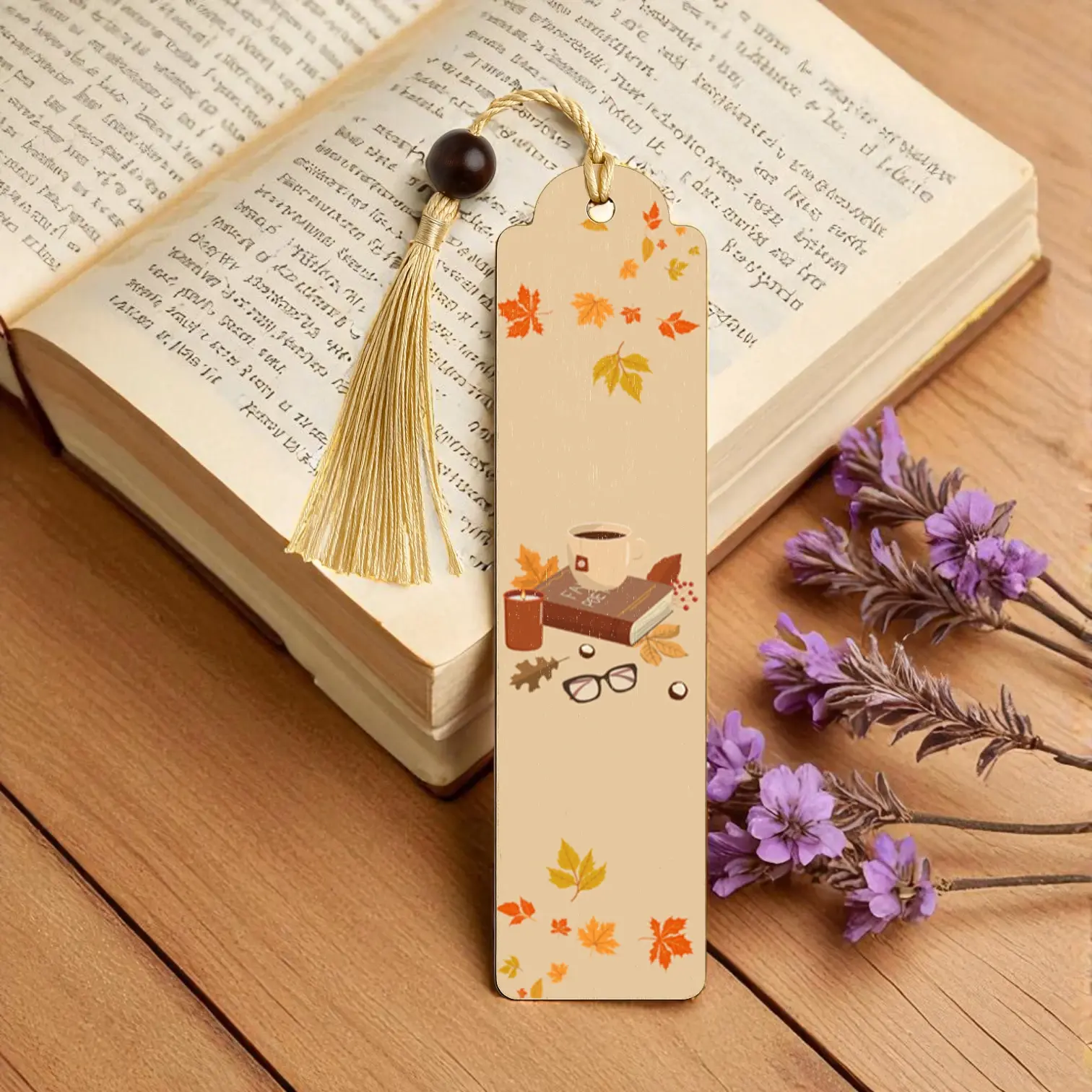 Sonbahar Temalı Kitap Ayracı  Püsküllü Tasarım