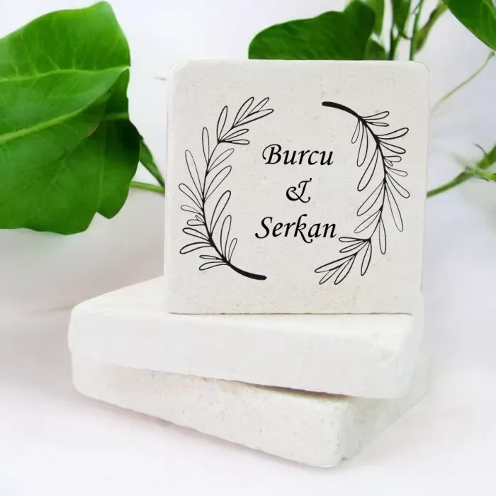 Kişiye Özel Düğün,Nişan Hatırası Dal Tasarımlı Taş Magnet 15 Adet