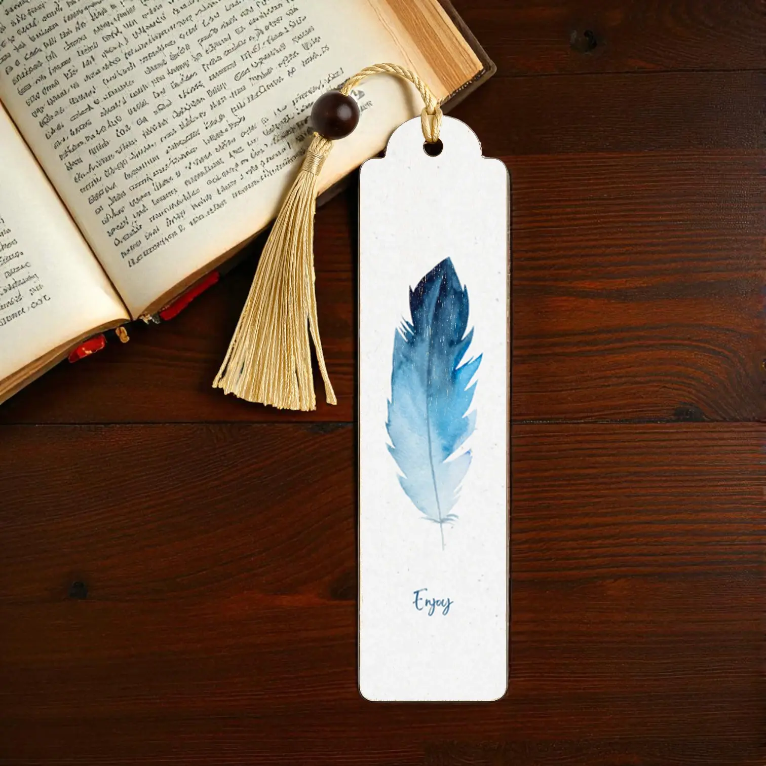 Mavi Tüy Desenli Kitap Ayracı - Özel Tasarım