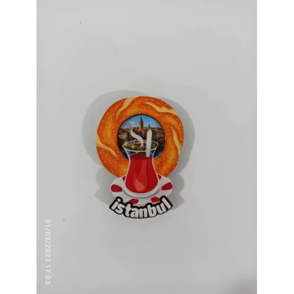 Ahşap Kabartmalı 3D Baskılı İstanbul Simidi Tasarımlı Magnet