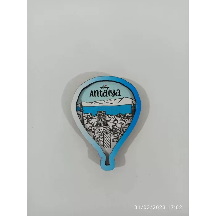 Ahşap Kabartmalı 3D Baskılı Antalya Uçan Balon Tasarımlı Magnet