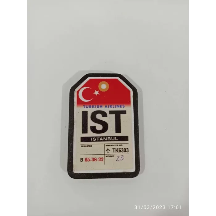Ahşap Kabartmalı 3D Baskılı Turkısh Airlines Tasarımlı Magnet