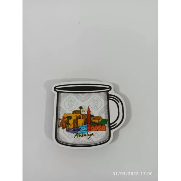 Ahşap Kabartmalı 3D Baskılı Antalya Kupa Tasarımlı Magnet