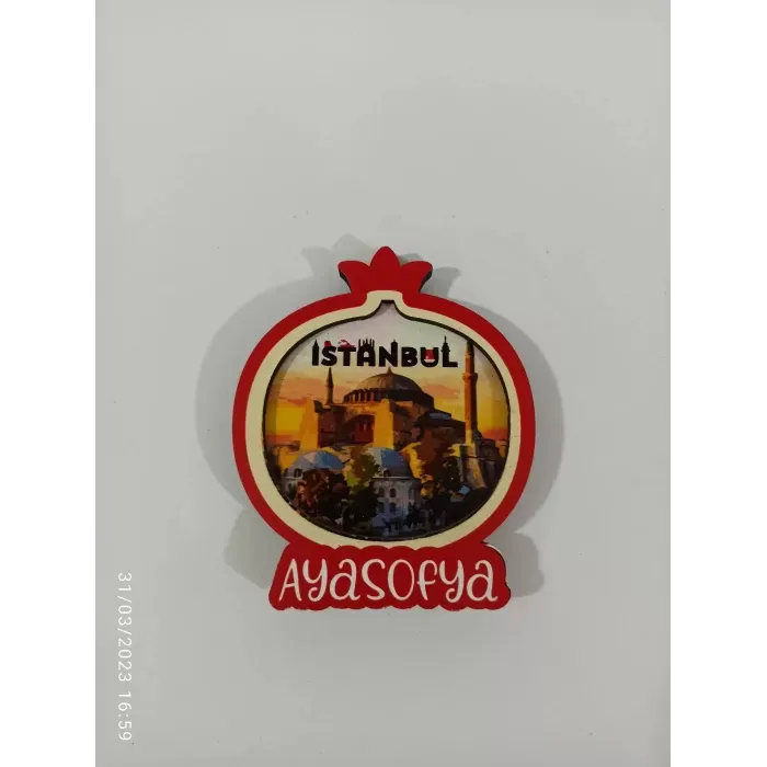 Ahşap Kabartmalı 3D Baskılı İstanbul Ayasofya Tasarımlı Magnet