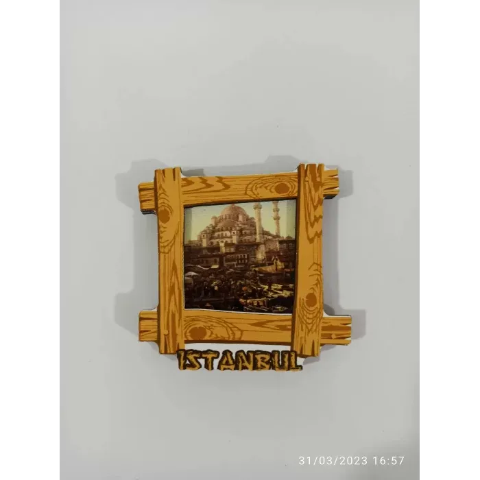 Ahşap Kabartmalı 3D Baskılı İstanbul Çerçeve Tasarımlı Magnet