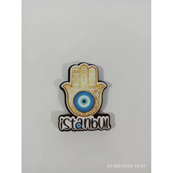Ahşap Kabartmalı 3D Baskılı İstanbul Nazar Tasarımlı Magnet