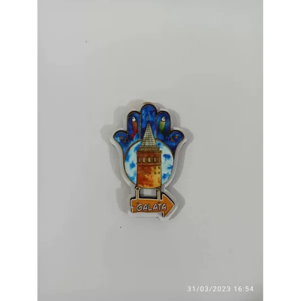Ahşap Kabartmalı 3D Baskılı İstanbul Galata Kulesi Tasarımlı Magnet