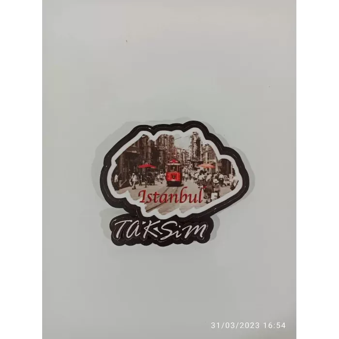 Ahşap Kabartmalı 3D Baskılı Taksim İstiklal Tasarımlı Magnet