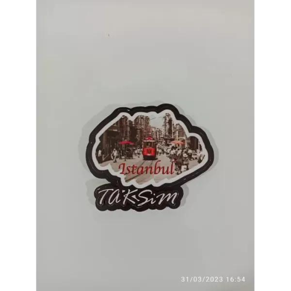 Ahşap Kabartmalı 3D Baskılı Taksim İstiklal Tasarımlı Magnet