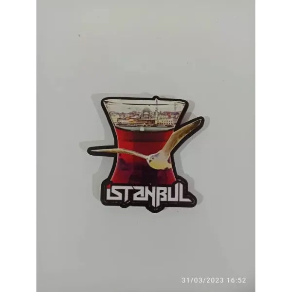 Ahşap Kabartmalı 3D Baskılı İstanbul'da Çay Keyfi Tasarımlı Magnet