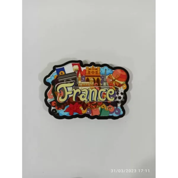 Ahşap Kabartmalı 3D Baskılı France Manzarası Tasarımlı Magnet