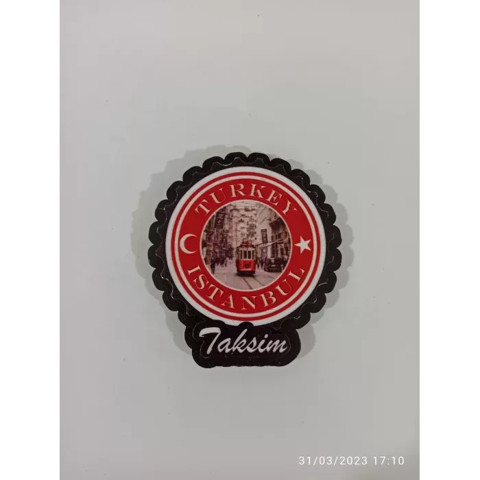 Ahşap Kabartmalı 3D Baskılı Taksim Tramvay Tasarımlı Magnet