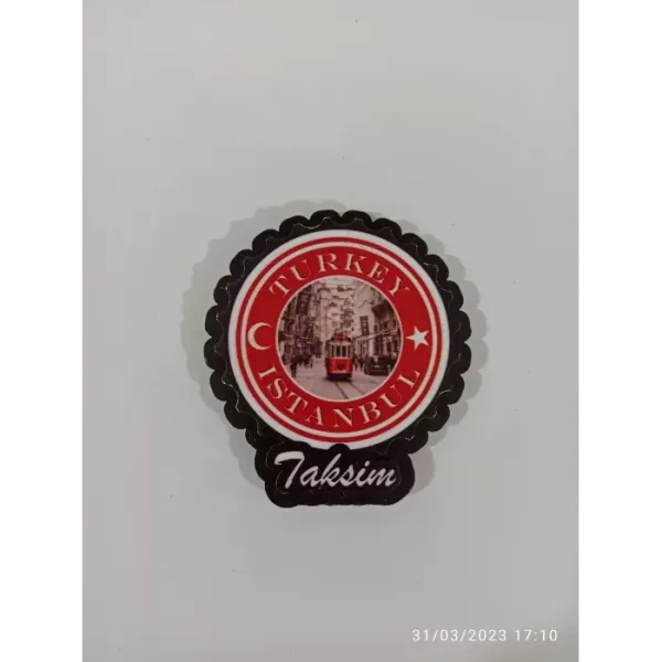 Ahşap Kabartmalı 3D Baskılı Taksim Tramvay Tasarımlı Magnet