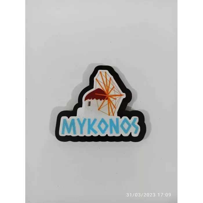 Ahşap Kabartmalı 3D Baskılı Mykonos Tasarımlı Magnet