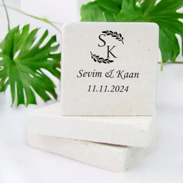 Kişiye Özel Zeytin Dalı Tasarımlı Taş Magnet 15 Adet