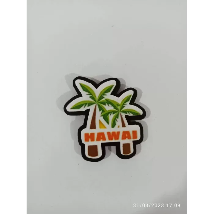 Ahşap Kabartmalı 3D Baskılı Hawai Tasarımlı Magnet