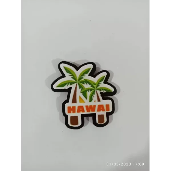 Ahşap Kabartmalı 3D Baskılı Hawai Tasarımlı Magnet