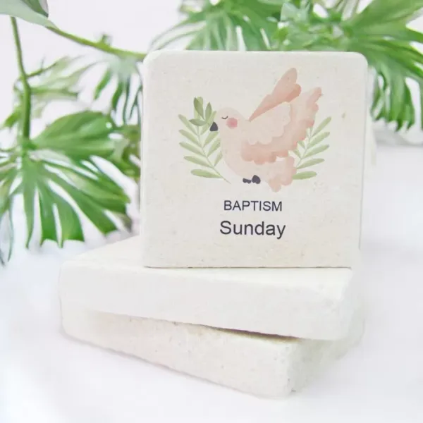 Kişiye Özel Baptism Güvercin Tasarımlı Taş Magnet 15 Adet
