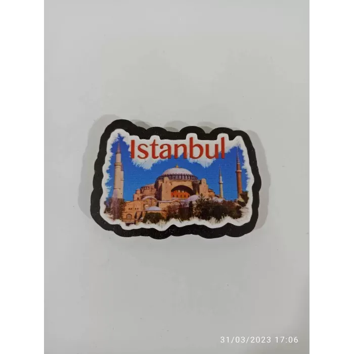 Ahşap Kabartmalı 3D Baskılı Renkli İstanbul Ayasofya Tasarımlı Magnet
