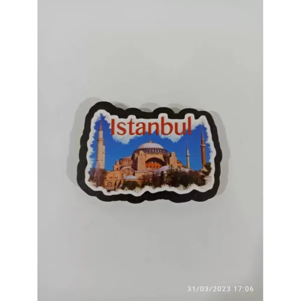 Ahşap Kabartmalı 3D Baskılı Renkli İstanbul Ayasofya Tasarımlı Magnet