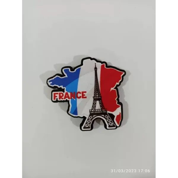 Ahşap Kabartmalı 3D Baskılı France Renkleri Tasarımlı Magnet