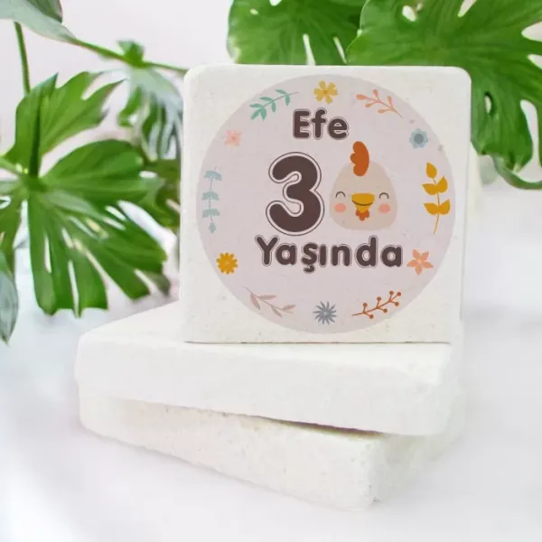 Kişiye Özel 3 Yaş Horoz Tasarımlı Taş Magnet 15 Adet