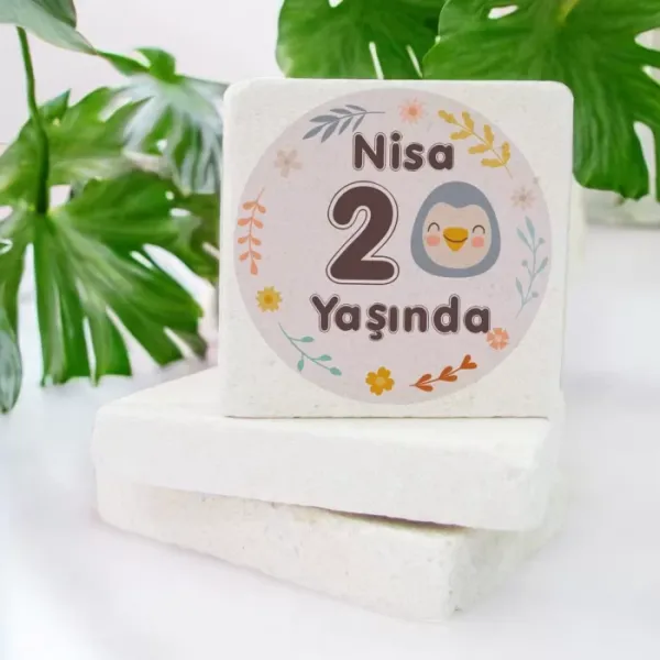 Kişiye Özel 2 Yaş Tasarımlı Taş Magnet 15 Adet